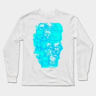 Blue Skull Flame Long Sleeve T-Shirt